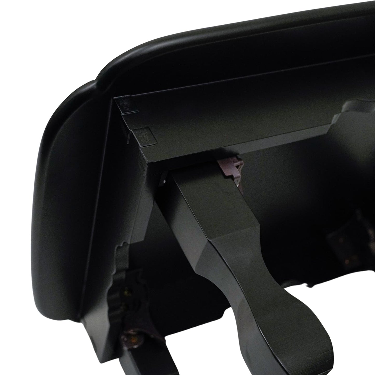 Close-up of table's leg with hinge detail.
