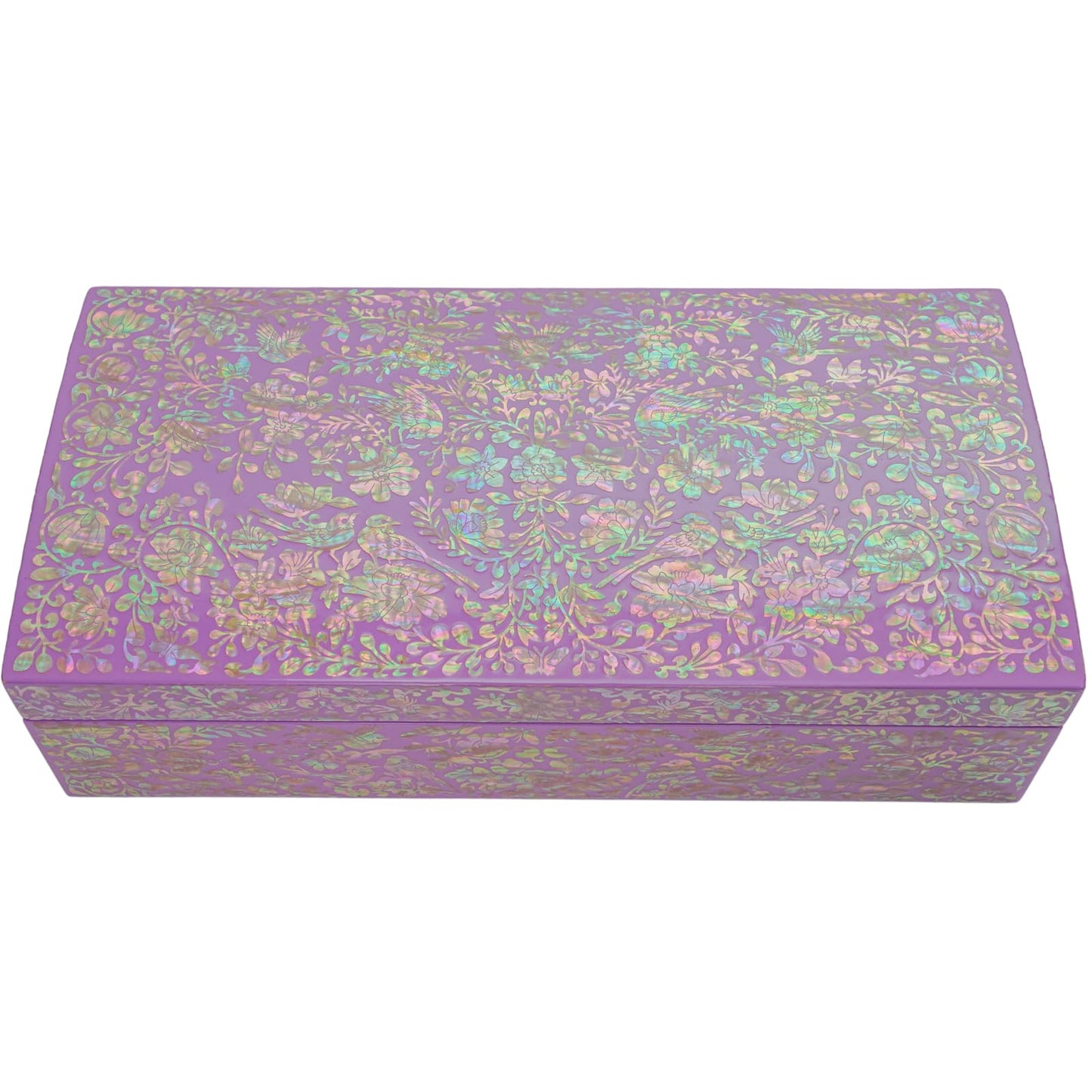 Purple Mother-of-Pearl Decorative Box with Mirror – Jewelry, Tea & Candy Storage