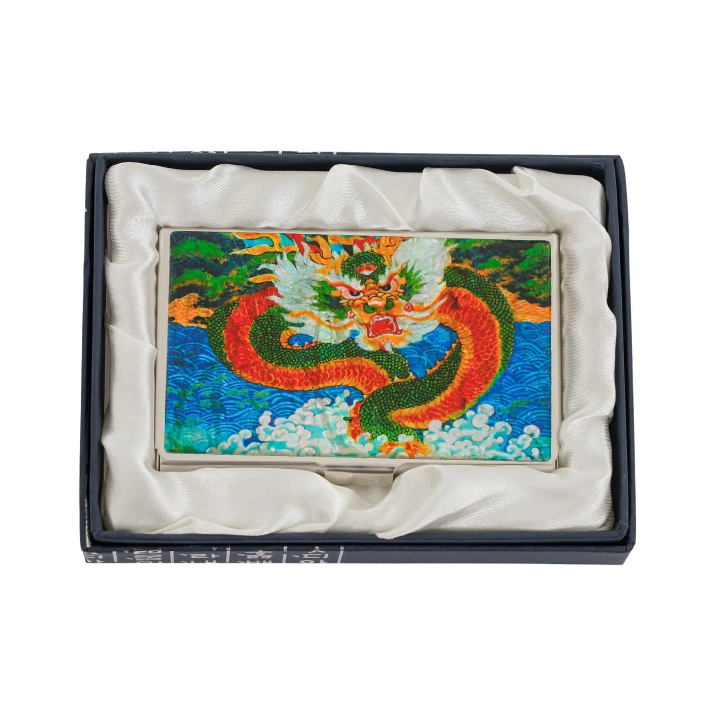 Dragon design card case in silk-lined gift box with Korean-style packaging (2)