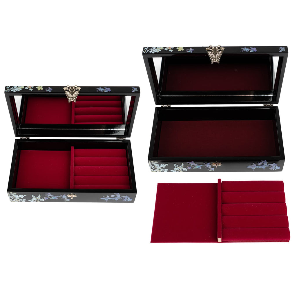 Interior Ring Tray in Mother-of-Pearl Jewelry Box Removable for Easy Access