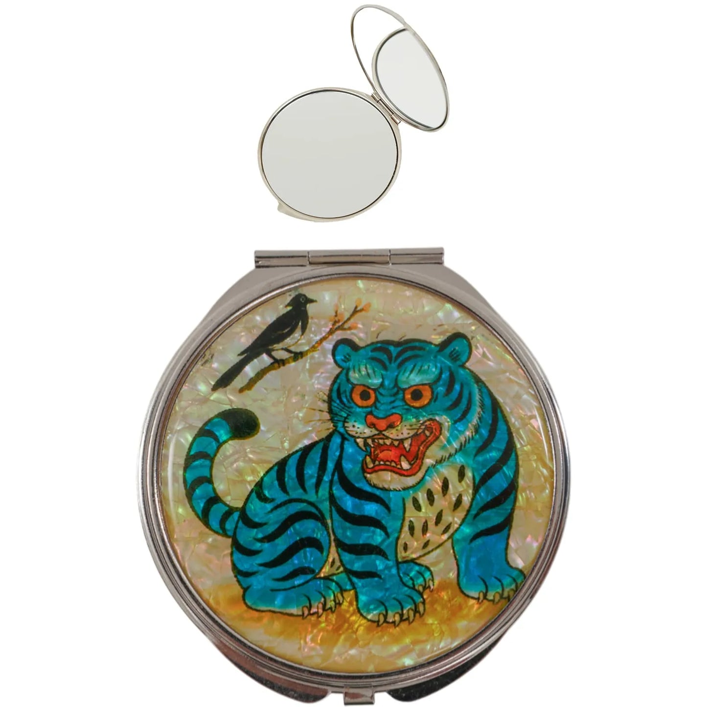 Compact Mirror - Blue tiger and magpie