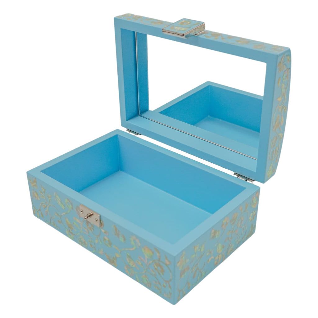 Enchanting Skyblue Mother of Pearl Wooden Box