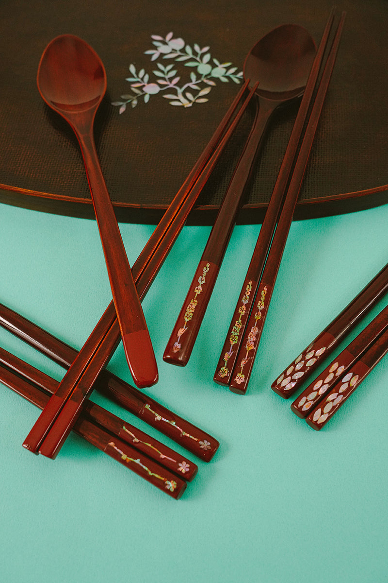 Mother of Pearl Chopsticks & Spoon set