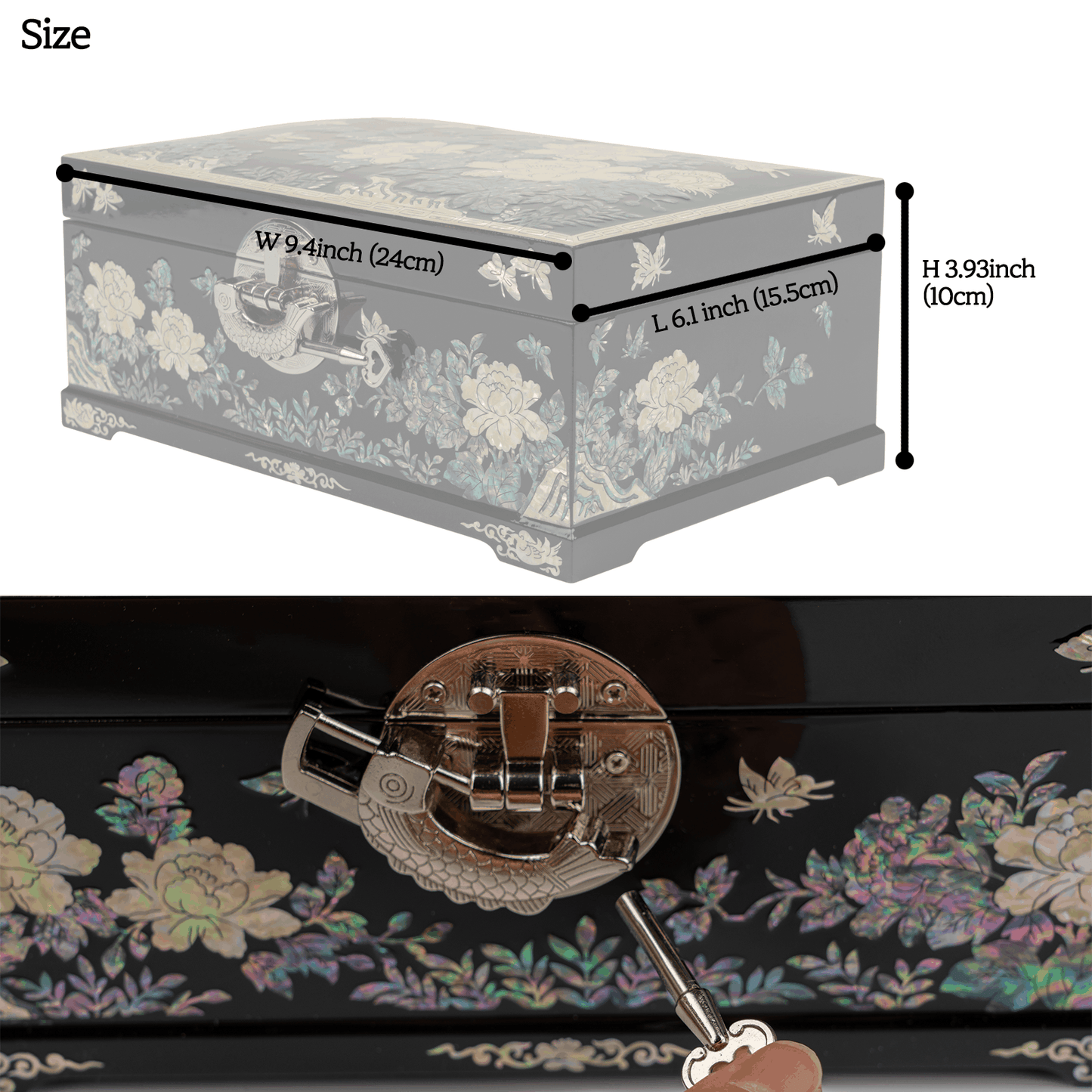 Lockable Jewelry Organizer Box with Key
