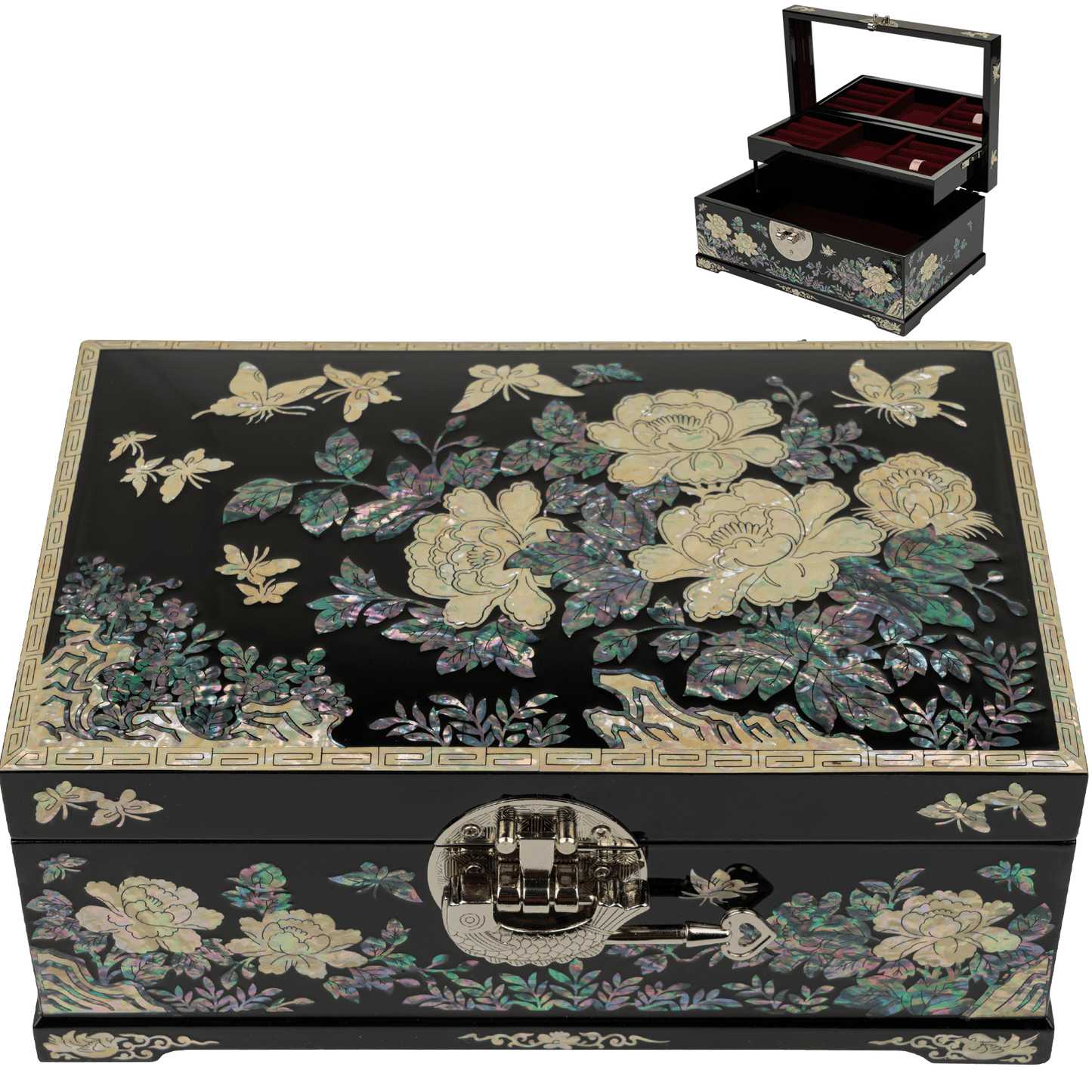 Lockable Jewelry Organizer Box with Key