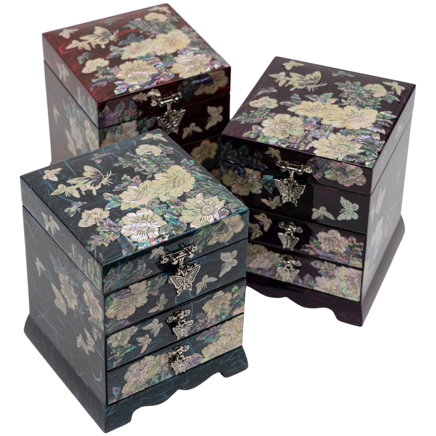 Square Jewelry Box with 2 Drawers