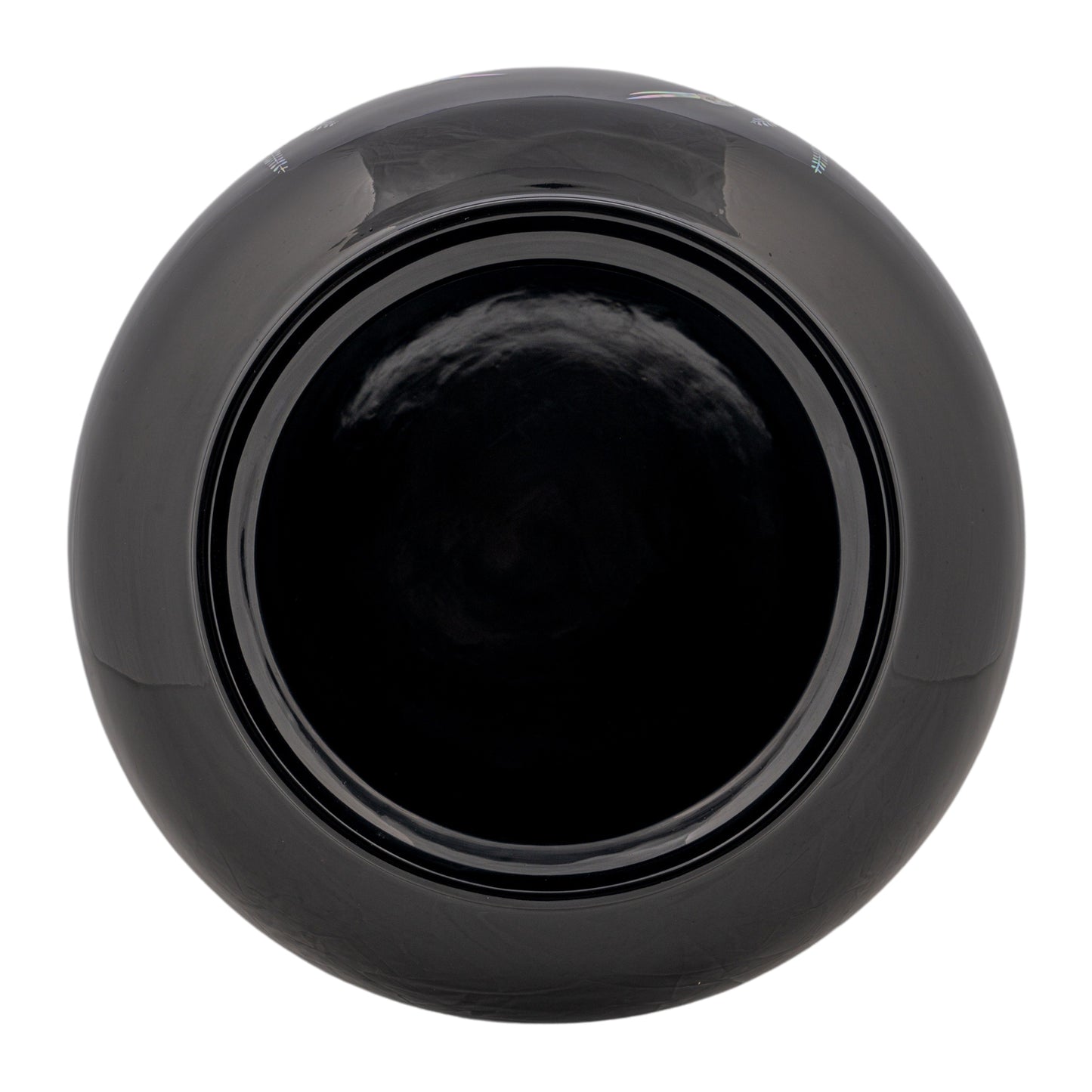 Elegant Black Container with Mother-of-Pearl Cranes and Pine Design