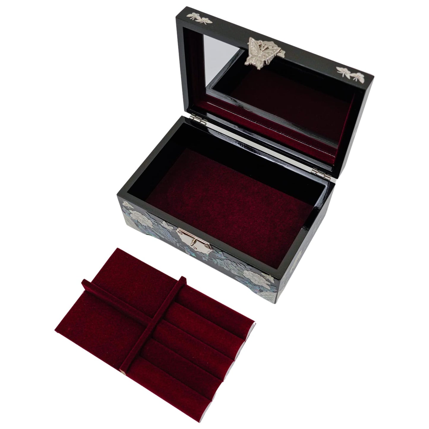 Large Jewelry Box Crane & Pine Tree Design