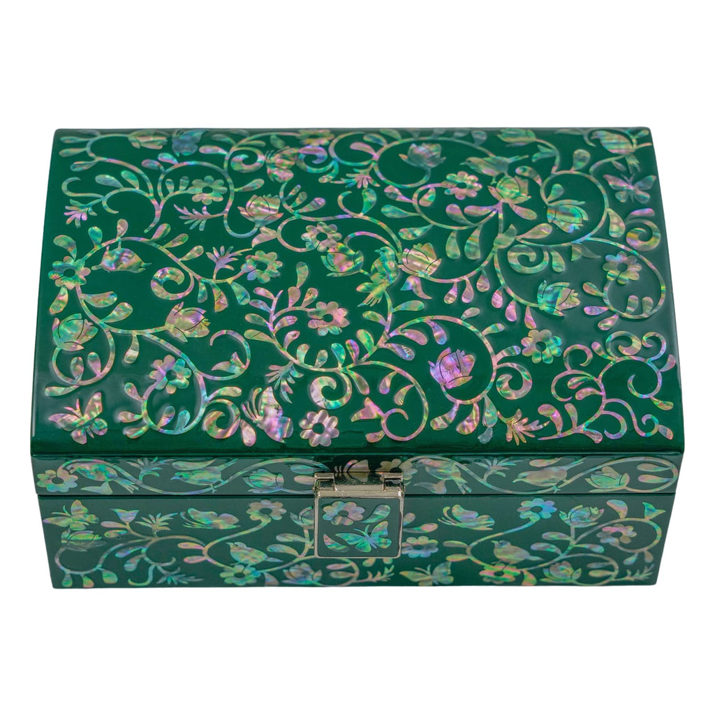 Exquisite Dark Green Mother of Pearl Wooden Box