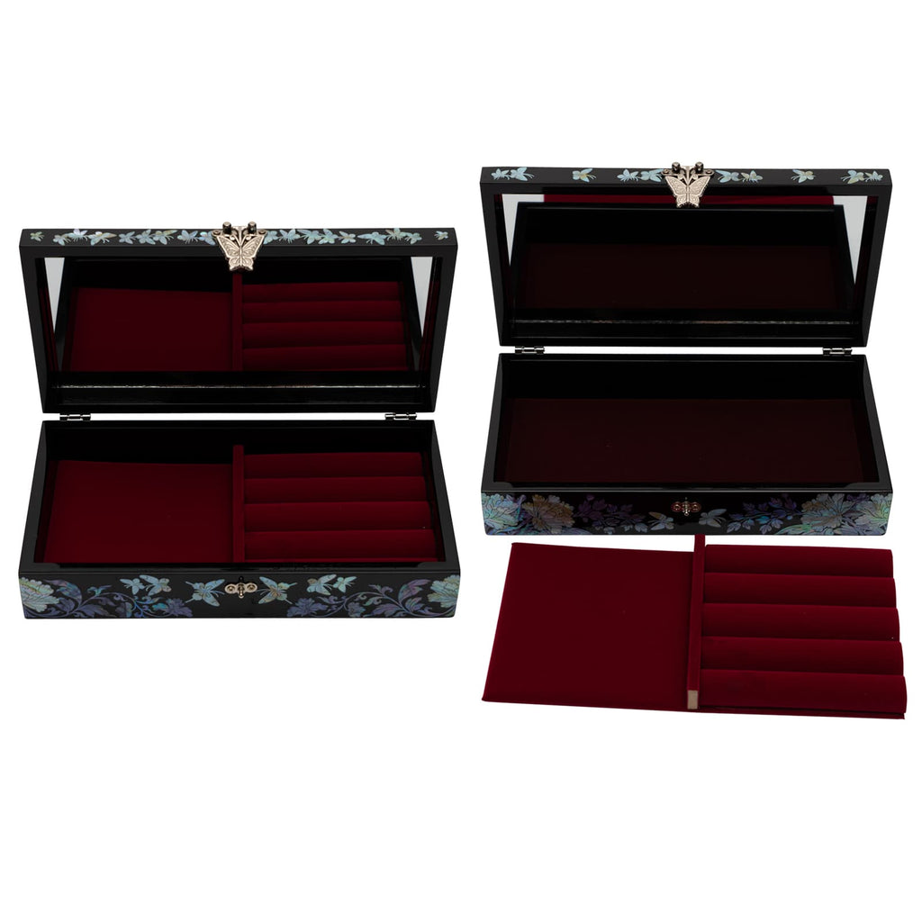 Interior Ring Tray in Mother-of-Pearl Jewelry Box Removable for Easy Access