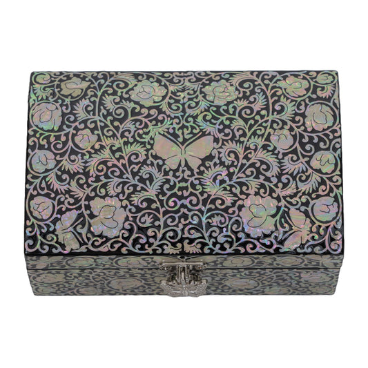 ShimmerKeeper: Butterfly-Inlaid Trinket Box