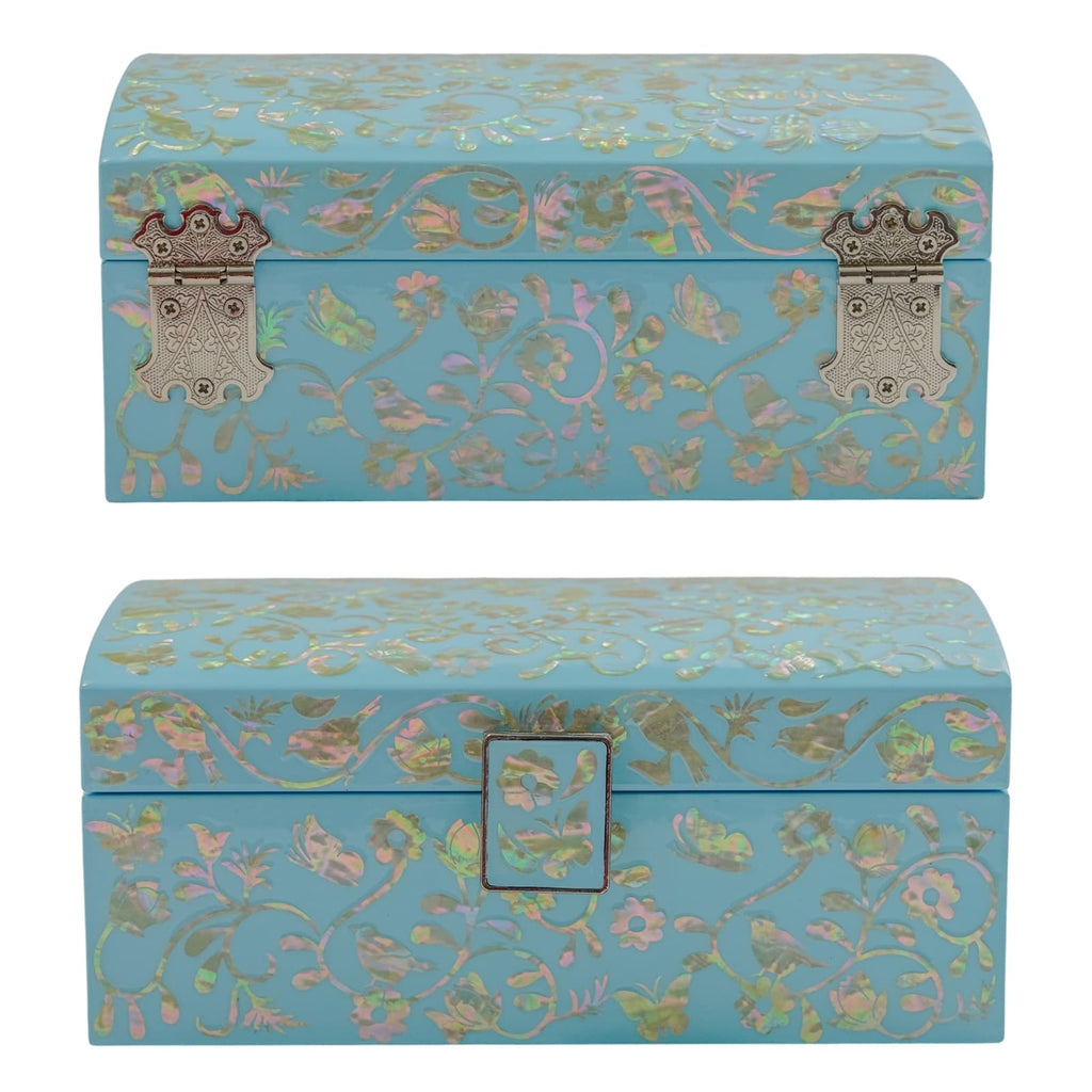 Enchanting Skyblue Mother of Pearl Wooden Box