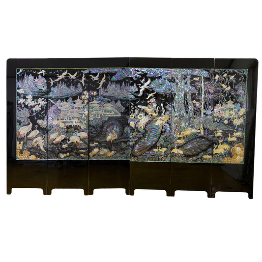 One-of-a-Kind Korean Mother-of-Pearl Folding Screen – Restored Antique Art Panel