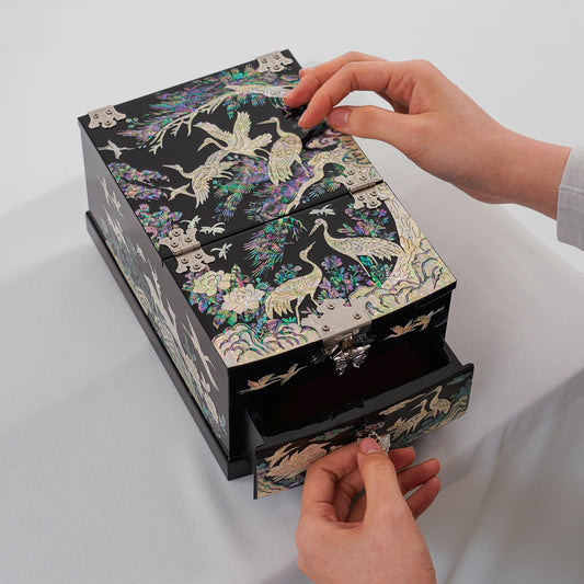 Folding Mirror with Drawer Jewelry Box