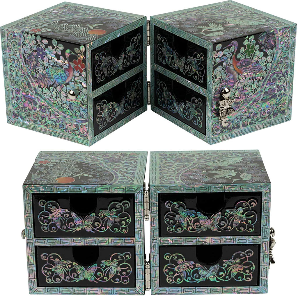Cube Jewelry Box w/ 4 Drawer - Crane Design