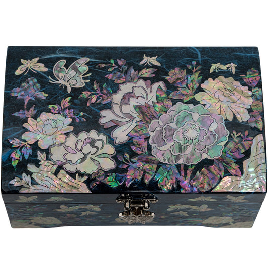 Blue Jewelry Box with Ring Tray