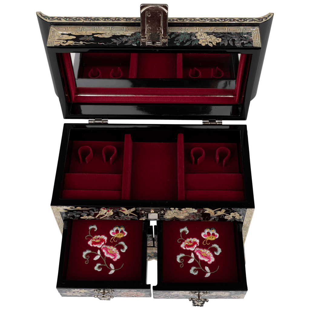 Crane Jewelry Box with 4 Drawers