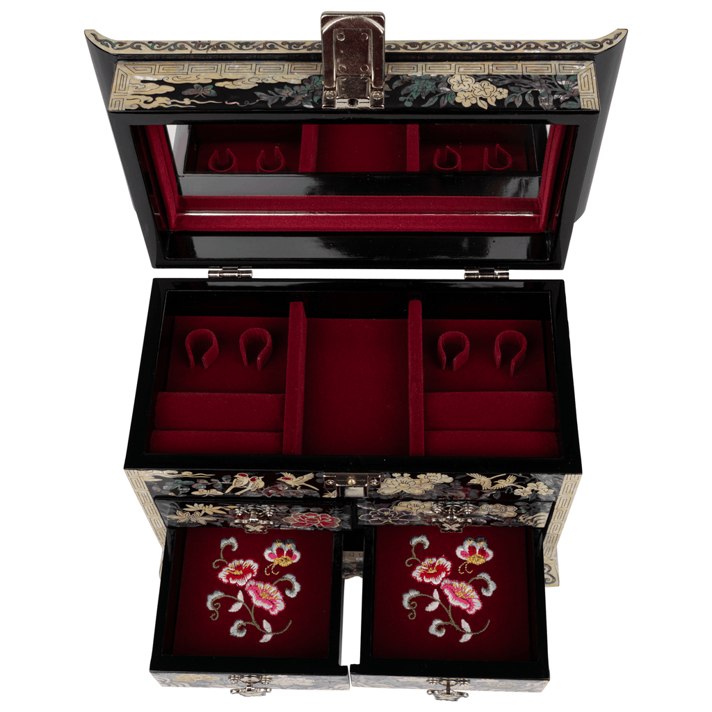Crane Jewelry Box with 4 Drawers