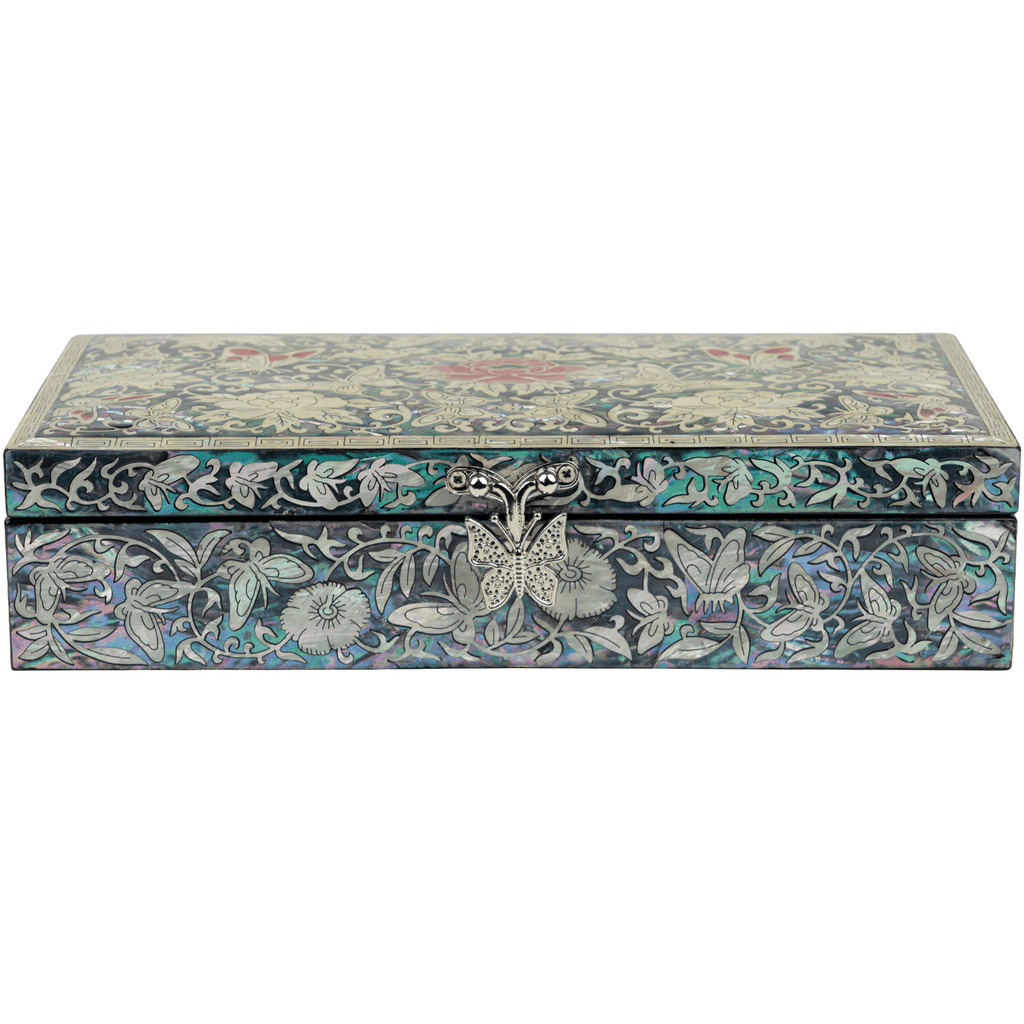 Butterfly and Flowers Large Jewelry Box