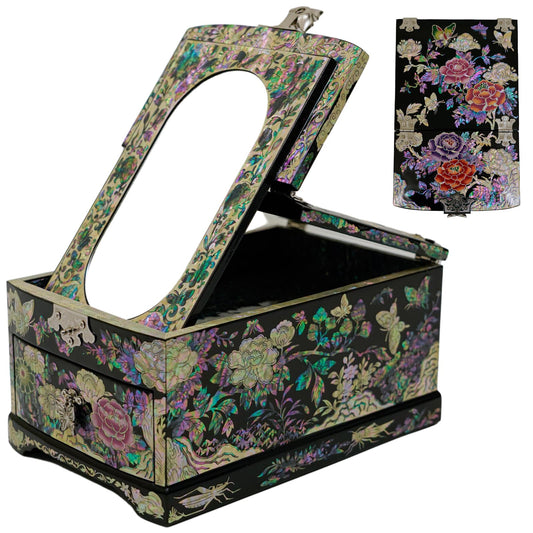 Folding Mirror with Drawer Jewelry Box