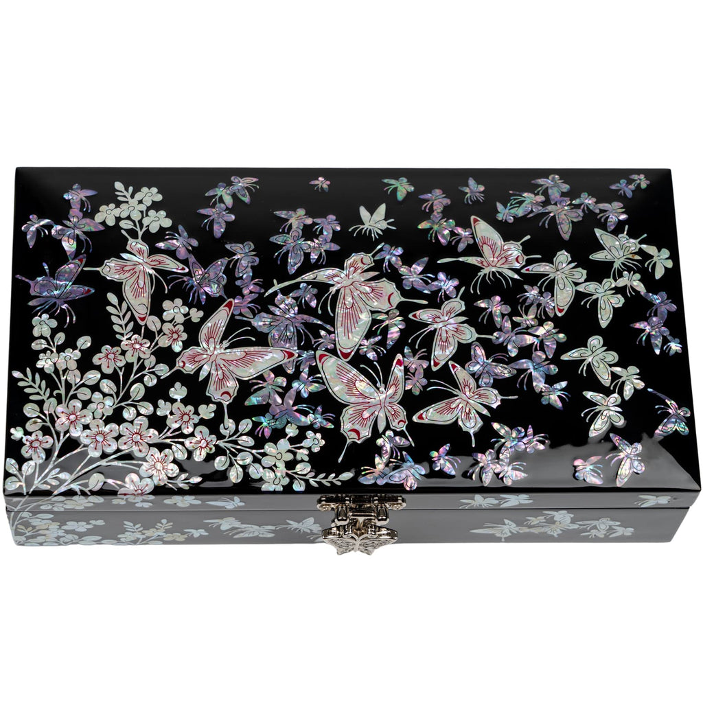 Pink Butterfly Large Jewelry Box