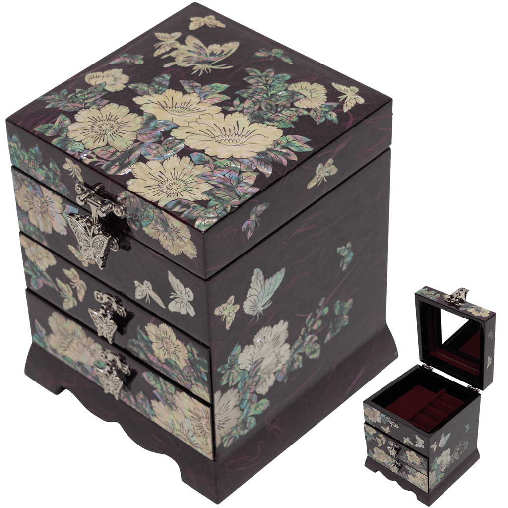 Square Jewelry Box with 2 Drawers