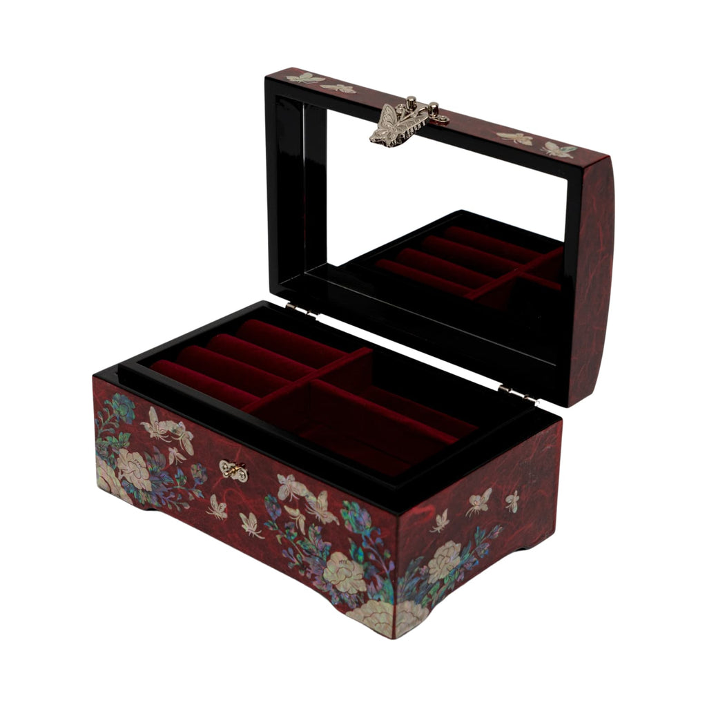 Red Jewelry Box with Ring Tray