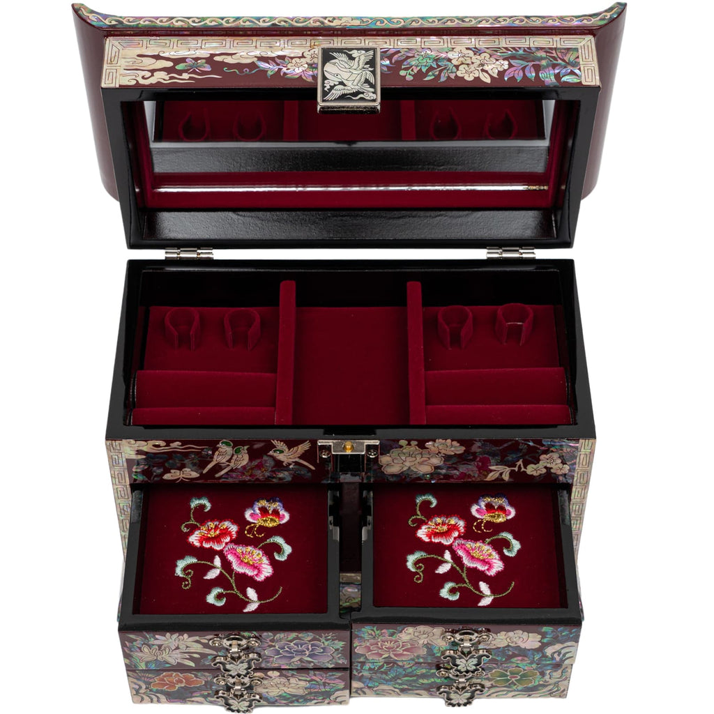 Crane jewelry box with 4 Drawers