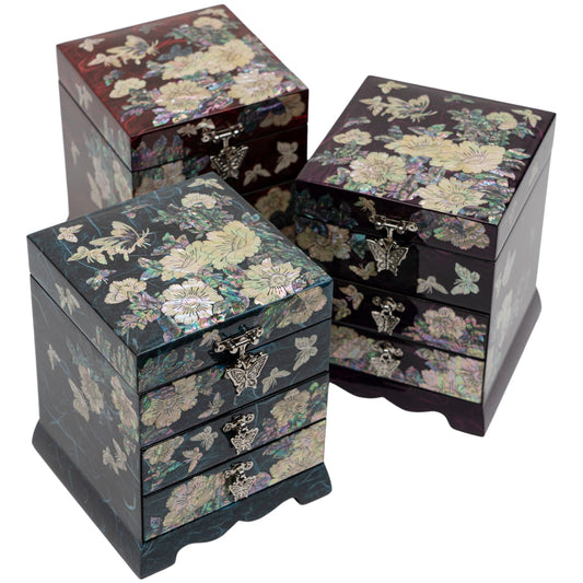 Square Jewelry Box with 2 Drawers